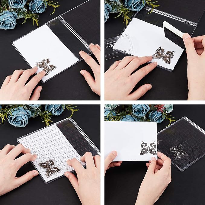 PH PandaHall Acrylic Stamp Block 5.9x6.1" Perfect Positioning Stamping Clear - Image 2