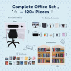 1:12 Scale Mini Desk Set with 100 Mini Books & 2 Bookshelves — Miniature - Image 2