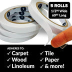 HIPPIE CRAFTER 5 Pack Clear Double Sided Tape, 1/2 Inch Wide Heavy-Duty Adhesive - Image 2