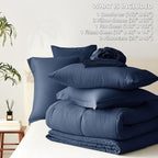 CozyLux King Size Comforter Set Navy Blue - Image 5