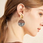 FASHEWELRY 16Pcs Flat Round Wood Resin Earrings Charms 35mm Round Wooden - Image 4