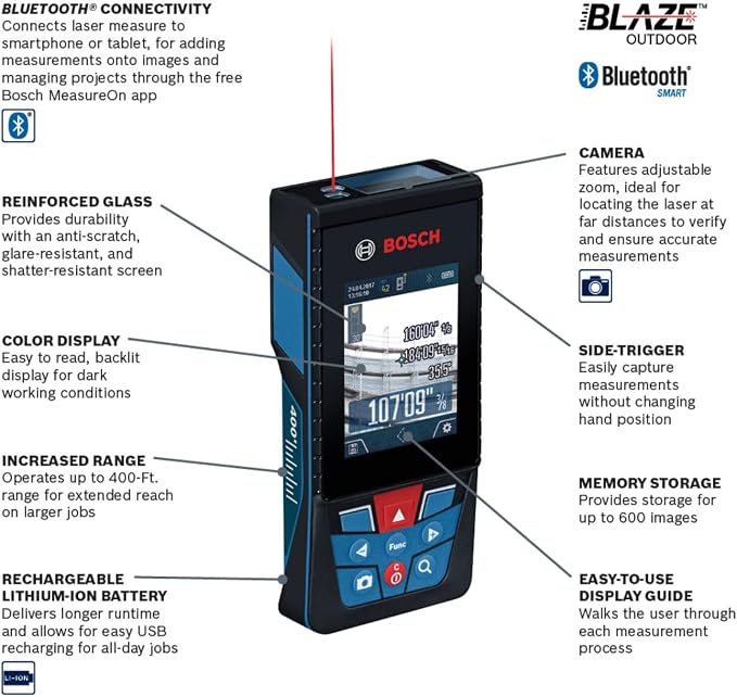 BOSCH GLM400C 400 Ft Blaze Outdoor Connected Laser Measure - Image 2