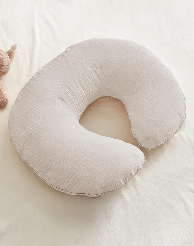 Nursing Pillow Covers 2 Pack, Muslin Nursing Cover for Breastfeeding Pillows, Comfortable for Baby Girls and Boys (Beige & Mustard Yellow)