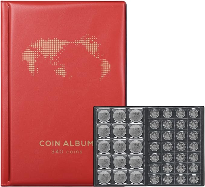 Coin Album for Collectors, 340 Pockets Coin Collection Book Holder Display by MUSHENJI