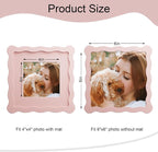 6x6 Picture Frame with Mat for 4x4, Wavy Edge Wooden Real Glass Photo Frame for - Image 3