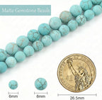 8mm Matte Turquoise Bead, 15-Inch Matte Round Loose Stone Beads - Image 3