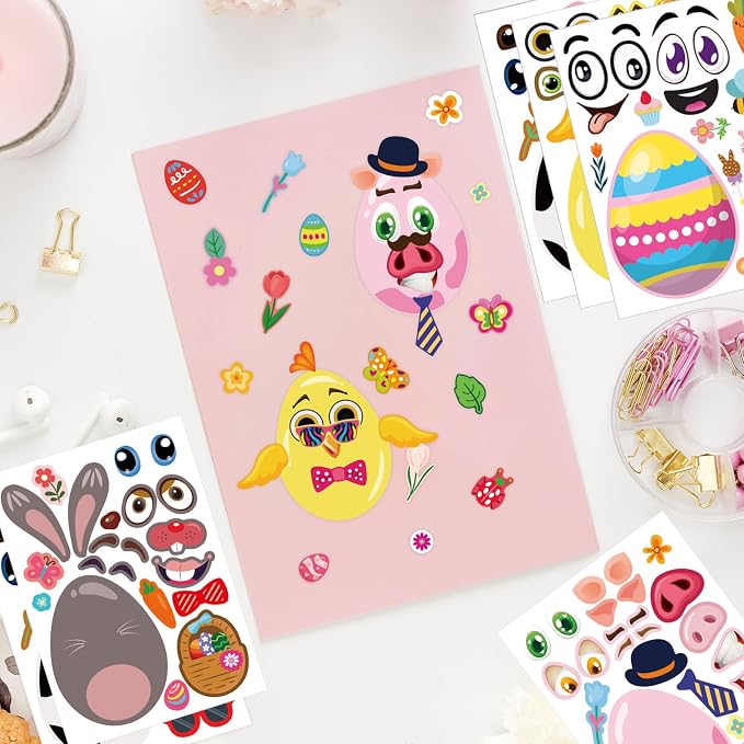 24 Sheets of Easter Stickers for Kids: 6 Unique Colorful Eggs Designs for - Image 5