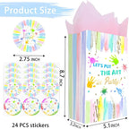 24 Art Birthday Party Favor Bags Painting Goodie Bags Rainbow Pastel Colorful - Image 3