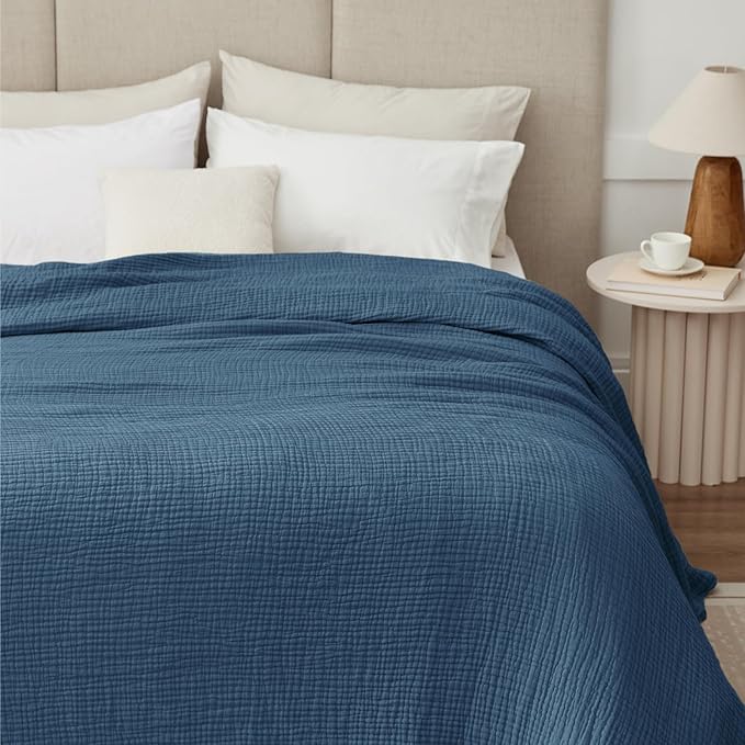 100% Cotton Muslin Blanket Twin XL 66" x 90", 6 Layers Breathable and by Kozyhvn