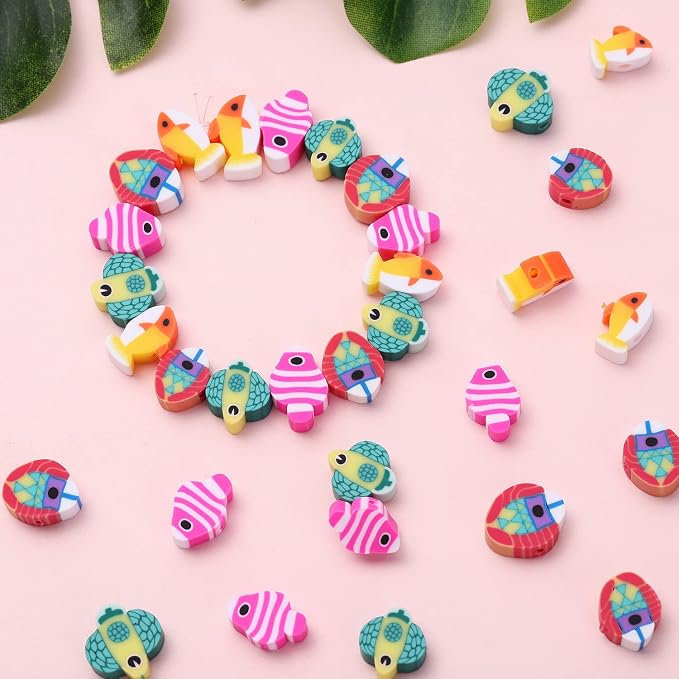 100pcs Mixed Tropical Fish Polymer Clay Spacer Beads by LUBINGSHINE