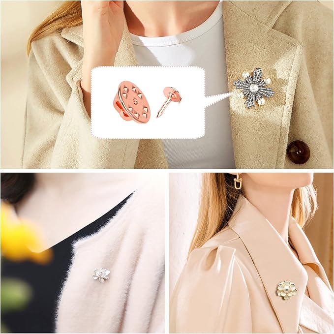 JANYUN 120 Pairs Butterfly Clutch Tie Tacks Pin Back Metal Locking | Rose Gold - Image 6