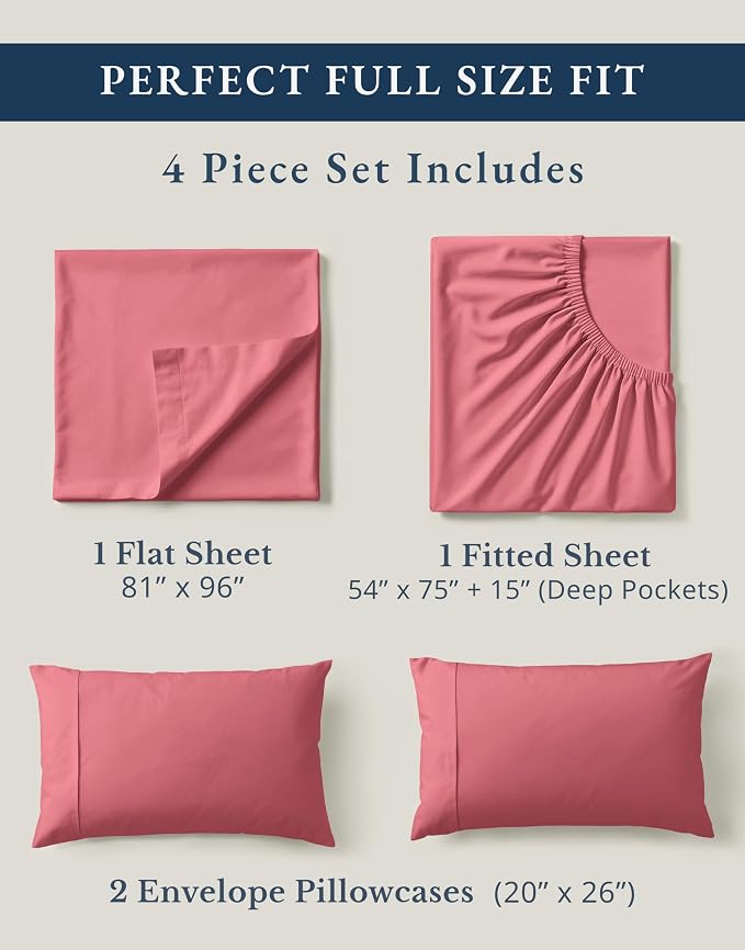LANE LINEN 100% Organic Cotton Bed Sheets Full Size, Fully Elasticized - Image 4