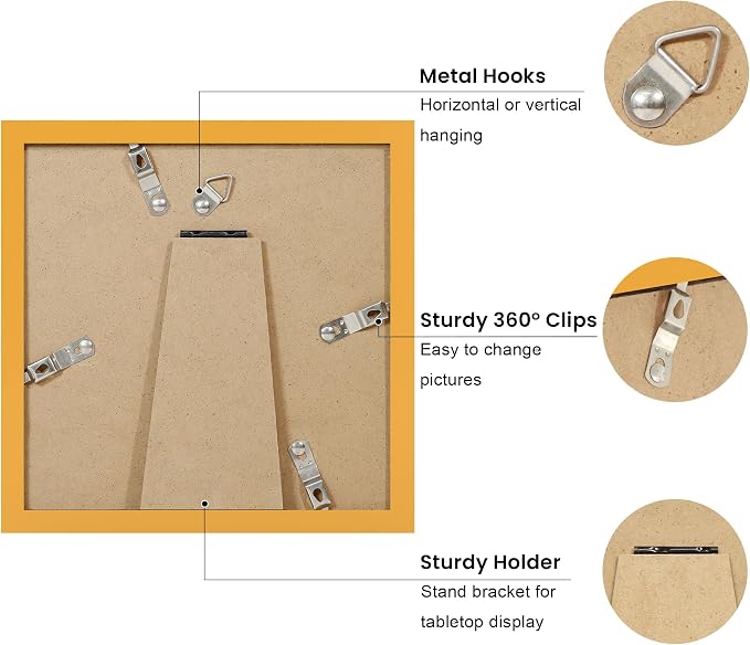 8x8 Picture Frame with Wavy Mat, Wooden Real Glass 8 x 8 Photo Frame - Image 3