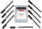Incraftables Calligraphy Brush Pens – Pack of 9 Assorted Tips – Black Chisel by Incraftables