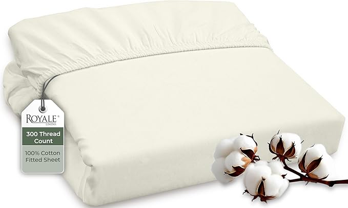 ROYALE LINENS 300 Thread Count 100% Long Staple Combed Cotton Fitted Sheet Twin by ROYALELINENS