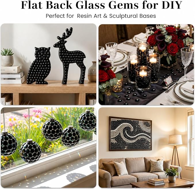 ARSUK Flat Marbles Black Vase Filler Glass Pebbles – Decorative Glass Beads - Image 5