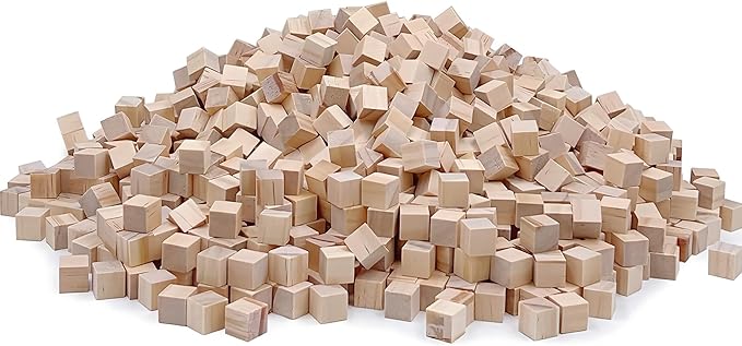 Wood Blocks for Crafts, Unfinished Wood Cubes, 1cm Natural Wooden Blocks by SIWUCHYE