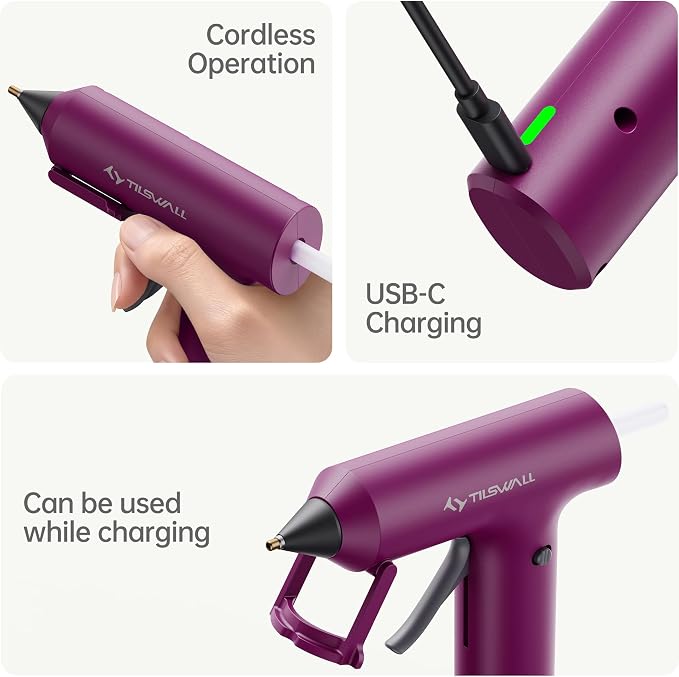 Tilswall Cordless Hot Glue Gun, Fast Preheating, Glue Gun and Sticks Set - Image 4
