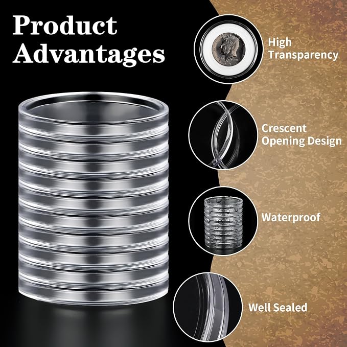 10PCS Clear Coin Capsules, Coin Holders - Image 2