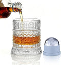 Rotating Whiskey Glass with Large Ice Ball Mold, Single Spinning Crystal by UNOD