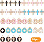 Aylifu 40pcs 2 Styles Enamel Cross Charms Alloy Religious Cross Crucifix Jesus - Image 2