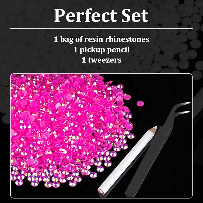 2500pcs 5mm Resin Rhinestones Bulk, Hot Pink AB Flatback Round Jelly - Image 4