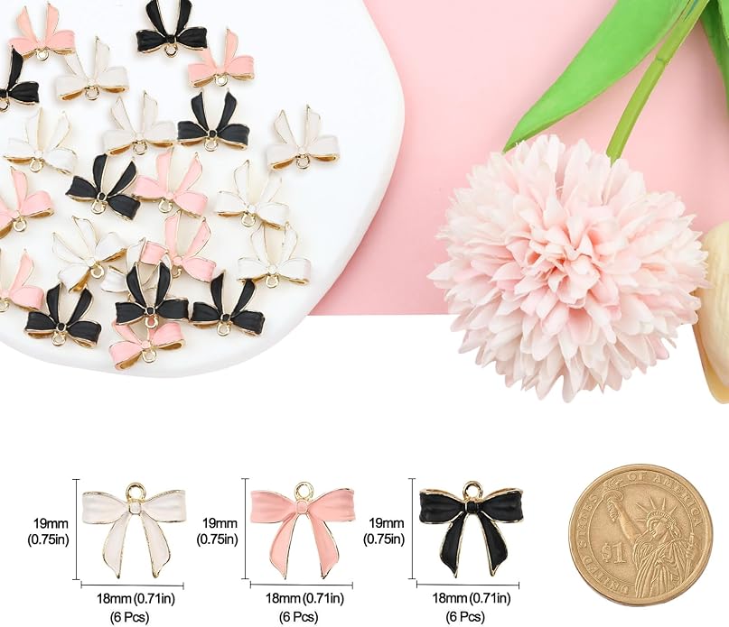 Bow Charms for Bracelet Jewelry Making Cute Bracelet Charms | 18Pcs, Bow Charms - Image 7