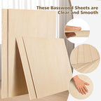 Adrattnay 24Pcs Large Basswood Sheets 12 x 18 x 1/8” - 3mm Plywood - Image 4