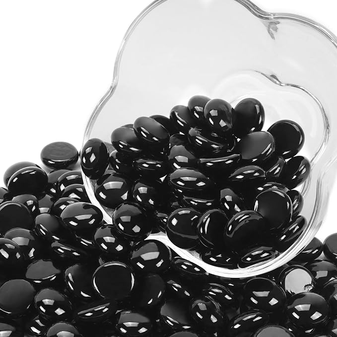 10LB Black Flat Glass Marbles for Vases, Gemstone Beads Vase Filler Decorative - Image 5