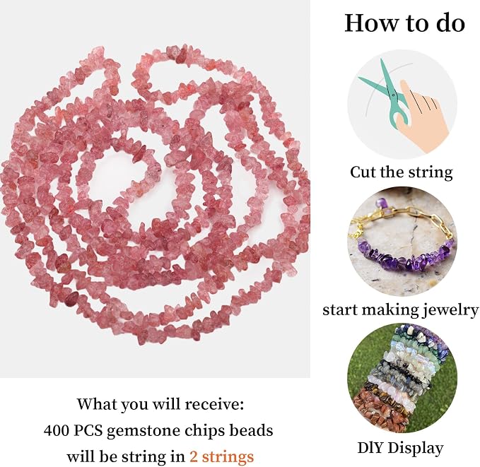 400pcs Natural Chip Stone Beads - Image 9