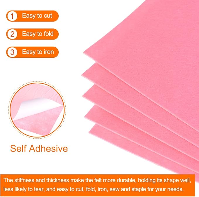 MECCANIXITY Adhesive Felt Sheets, Felt Fabric Crafts Back Adhesive Felt Sheets - Image 4