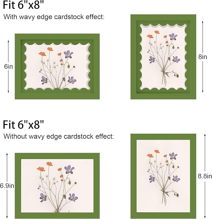 6x8 Picture Frame with Wavy Mat, Wooden Real Glass 6 x 8 Photo Frame - Image 3