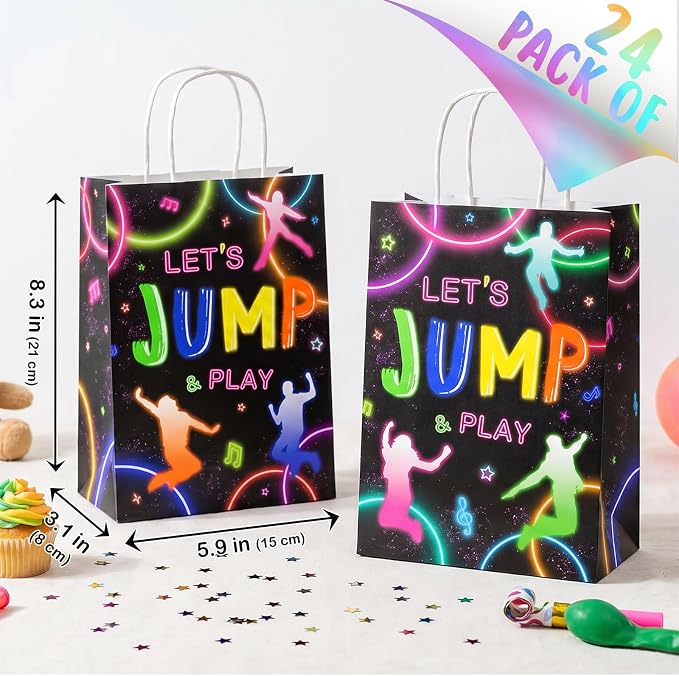 Glezo 24 Pack Jump Party Favor Bags, Let’s Jump and Play Gift Bags - Image 2