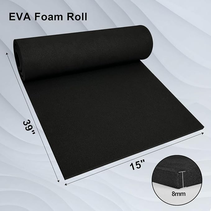 biguphate EVA Foam Roll - 8mm Black Ultra High Density Craft Foam - 15 x 39 - Image 2