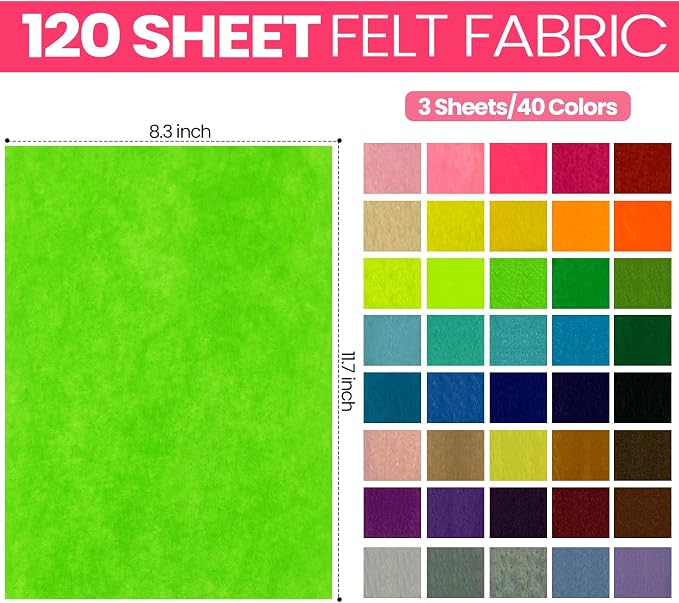 Reginary 120 Pcs 12 x 8 Inch Felt Sheets Bulk - Image 2