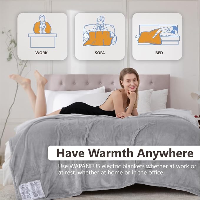 Wapaneus Heated Blanket Electric King Size 90"x100"-Dual Control - Image 4