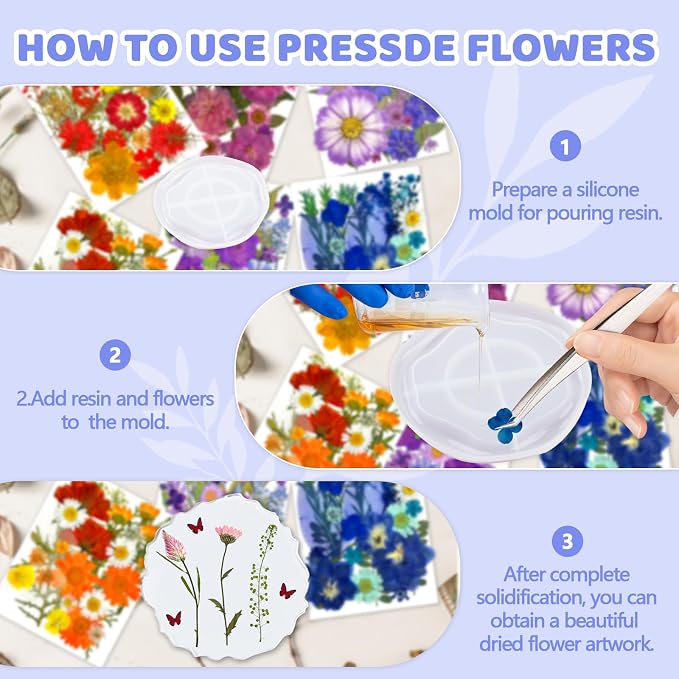 207 Pcs Dried Pressed Flowers for Crafts, Dried Pressed Flowers for Resin - Image 4