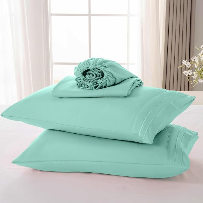 ROSE&RISY Light Green Twin Sheet Set, 3 Pieces Soft Bedding Sheet Set, - Image 6