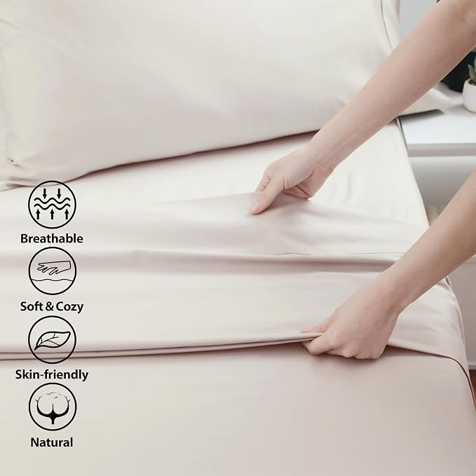 Cotton Twin Flat Sheet Only, 600 Thread Count 100% Egyptian Cotton Top Sheet - Image 3