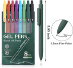 Piochoo Gel Pens, 8 Pack Fine Point Black Ink Smooth Writing Ink Pen, - Image 2