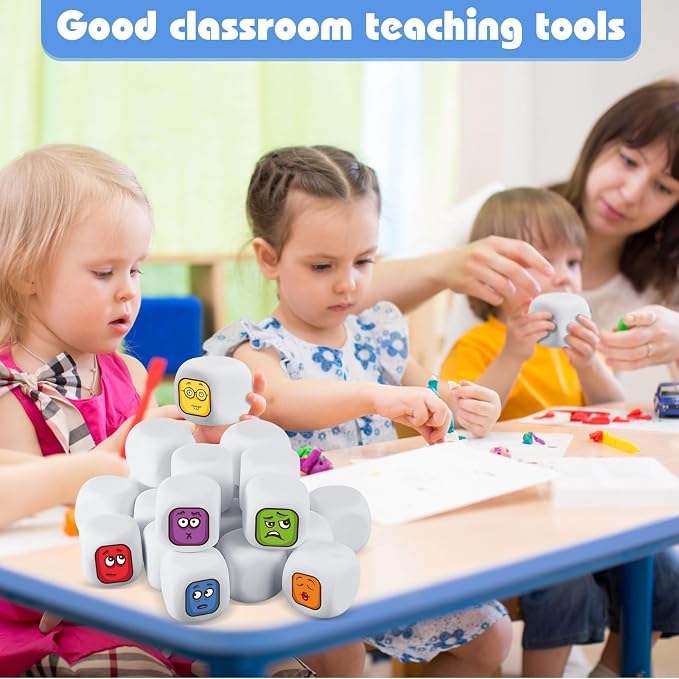 Deekin 50 Pcs Back to School 2.5 Inch White Blank Dice EVA Foam Dice Graffiti - Image 5