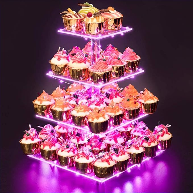 YestBuy Acrylic Cupcake Stand for 50 Cupcakes, 4 Tier Cupcakes Tower Stand by YestBuy