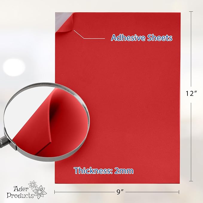 Adhesive Red EVA Foam Sheets for Crafts, 2mm Thickness – Sticky Back Foam Paper - Image 2