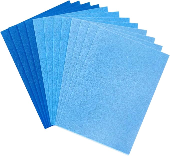 12 PCS Felt Fabric Sheets Shades of Blue, 7.87*11.8 inch A4 Stiff Felt Squares by Bgudee