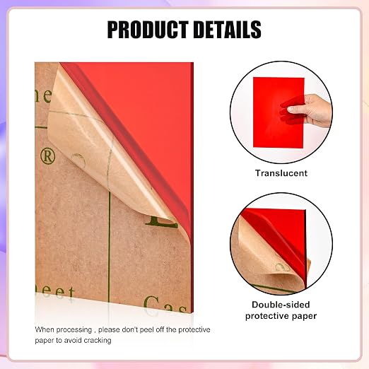 Lesnlok Translucent Red Acrylic Sheets 1/8 inch Thick 3mm 2 Pack 24 x 36 - Image 2