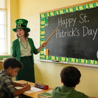 69 Feet Shamrock Bookshelf Bulletin Board Borders St Patrick's Day Green Books - Image 4
