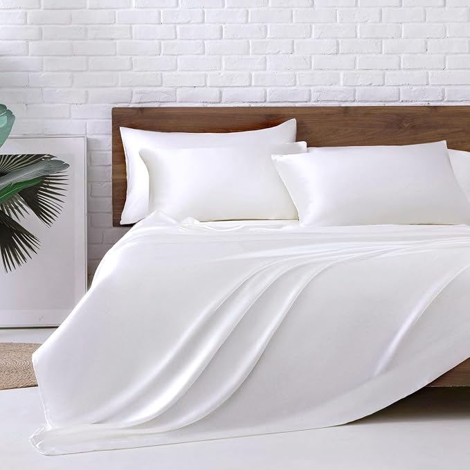 MR&HM Satin Bed Sheets, Queen Size Sheets Set by MRHM