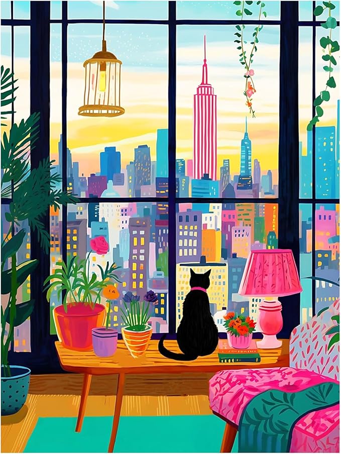 Mandun Cat Paint by Numbers for Adult, Cat Paint by Numbers Kit for Adults by MANDUN