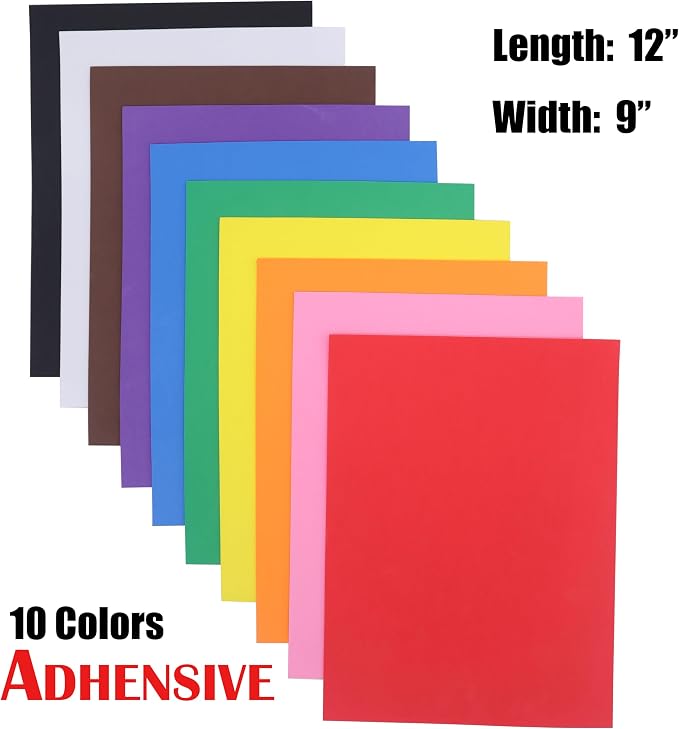 OISAKLD 10 Pack Adhesive EVA Color Foam 9x12 inch Adhesive EVA Craft Foam 2mm - Image 2