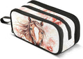 Brown Horse Watercolor Flower Pencil Case Box Boys Girls Large Pencil Pouch by BOENLE-WELCOMEYOURCOMING